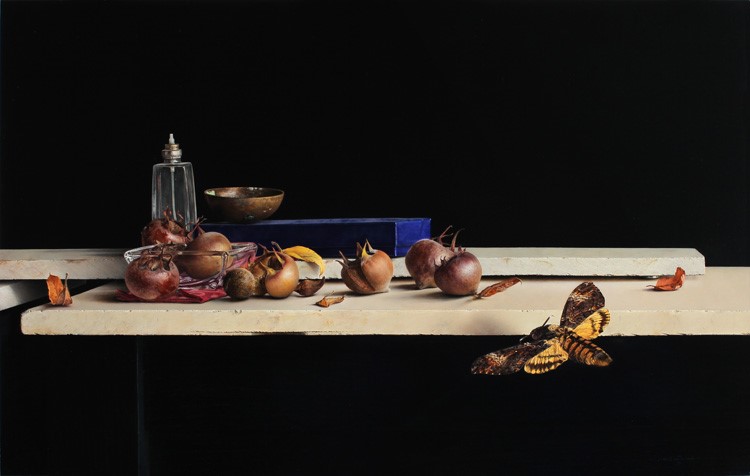 Flight of Transience<p>Still life with medlar and death's-head moth </p><p>Oil paint on panel</p><p>54,1 cm x 34,4 cm</p><p>(sold)</p>